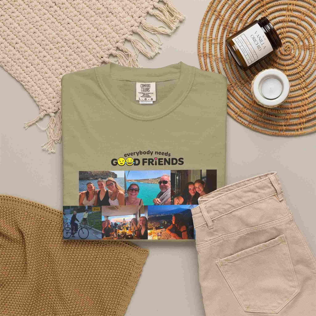 Custom White Photo Tee for Women - Layout 10 | Good Friends